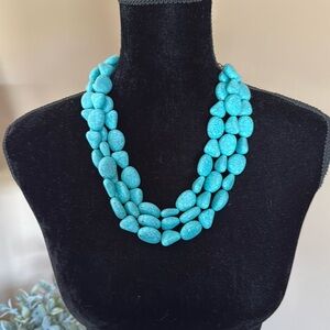 Turquoise Stone 3 row Necklace
